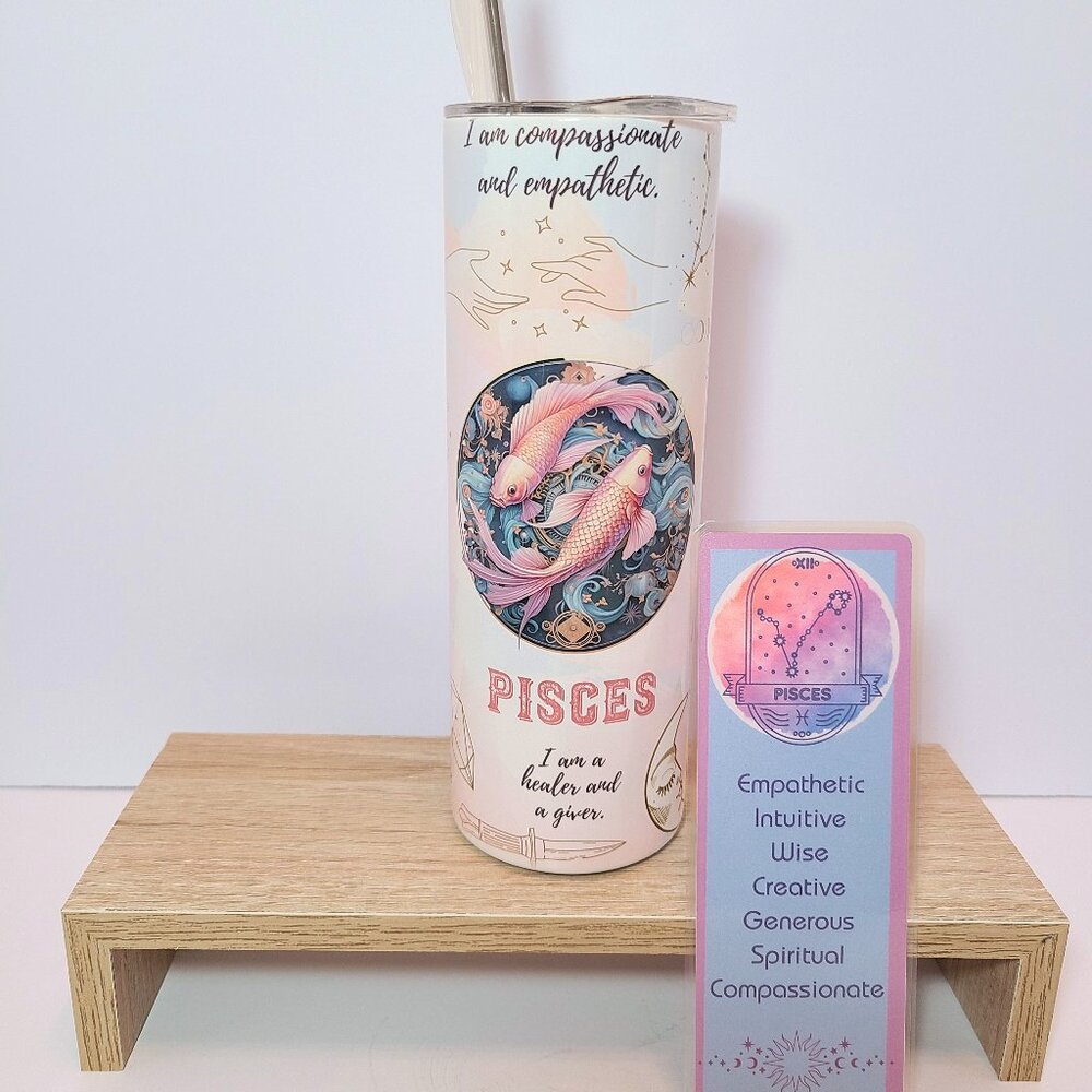Pisces Zodiac Tumbler & Bookmark Bundle – The Crowing Hen